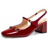 size 8 1/2 PiePieBuy Womens Slingback Chunky Heels