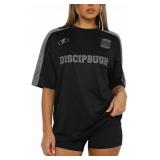 DISCIPBUSH Graphic Tees for Women - Round Neck Ove