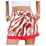SIZE XL~ EXLURA Womens High Waist Boho Shorts Zebr