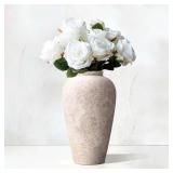 Ceramic Flower Vase Home Decor - 9.2 inch Large Fa