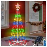 IDEAALS 4FT 118LED Outdoor Solar Christmas Cone Tr