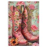 Rose Boots Pink Cowgirl Floral, 10 x 15 Inch Mount