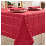 Oblong GREEN Plaid Jacquard Tablecloth, Waterproof