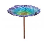teyigarden Blue Glass Bird Bath, 10.5" Shallow Bir