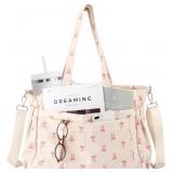 Dansydaisy Bow Corduroy Tote Bag for Women 17 Pock