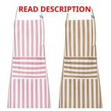 (Blue and black) 2 Pack Striped Kitchen Aprons for