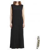 Sleeveless Crew Neck Maxi Dress, Stretch Bodycon C