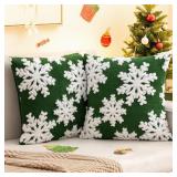 LOT OF 2 -Christmas Throw Pillow Covers 18x18 Set