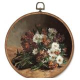 Vintage Bouquet Round Framed Wall Art Decor, Botan