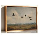 Lot of 2 Framed-Vintage Style Flying Duck Canvas W