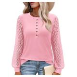 Size Large Womens Long Sleeve Lace Tops Henley Shi
