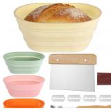 4 Pcs Silicone Bread Proofing Baskets, Oval Bannet