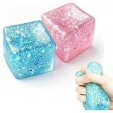 Squishy Stress Cube, Glitter Cube Squishy Toys, Sq