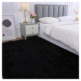 Fluffyrug Black for Bedroom 3x5 - Plush Soft Bedsi