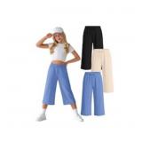 Size 7/8 Yrs 3 Pack Girls Capris Wide Leg Casual P