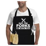 Funny Apron for Cooking and Grilling with 2 Pocket