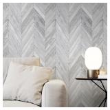Ismoon 15.6" x 118" White Herringbone Wood Boards