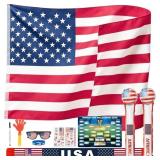 Lot of 2, Large American Flag 3x5 Ft 59 x 35 in wi