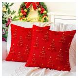 LOT OF 2- Christmas Throw Pillow Covers 18x18 Set