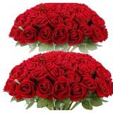 72pcs Red Roses Artificial Velvet Silk Flower Bulk