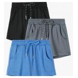 Size 12/14 Youth Girls Athletic Shorts, 3 Pack Cas
