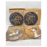 Lot of 4, 10 x 10 Inches Round Wood Framed Art Dec
