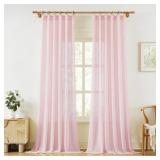 KangBang Blush Pink Pinch Pleated Sheer Curtains 1