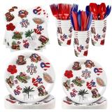 FoldTier 350 Pcs Puerto Rico Party Supplies Dispos