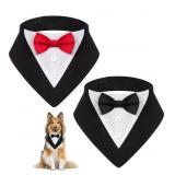 Size XL 2 PCS Formal Dog Tuxedo Bandana Red Black