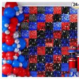 Bupelo Red Black, and Blue Shimmer Wall Backdrop,