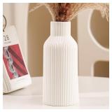 Bohemian White Ceramic Vase - for Pampas Grass, Ma