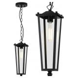 Outdoor Pendant Lights for Porch, 16" Black Outdoo
