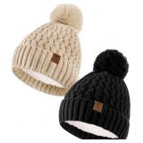 Baby Winter Beanie Hat Boys Girls, 2 Pack Toddler