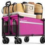 Collapsible Wagon Cart with Wheels, 330LBS for Gro