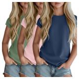 3 Pack Girls Cap Sleeve Shirts