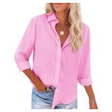 Size Med siliteelon Button Down Shirts for Women C