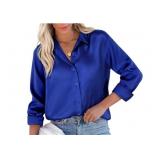 Size Large Button Down Shirts for Womn Satin Blous