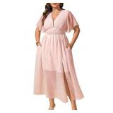 Size 3XL EYWOL Star Chiffon Dress, A-Line Split Lo