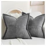 HAUSSY Pack of 2 Corduroy Throw Pillow Covers 20x2