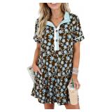 Size Medium Wenrine Womens Floral Mini Dress Short