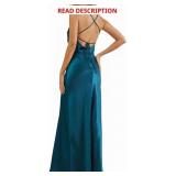 Medium (BLACK) Satin Tie Back Maxi Dresses for Wom