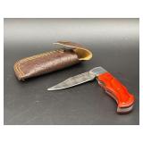 Custom Damascus style folding hunting knife with r