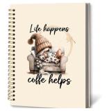 Funny Coffee Gnome Notebook Journal 5.5x8.3in, Cof