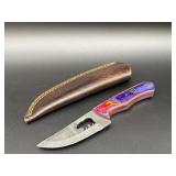 Custom fixed blade hunting knife with bear cutout