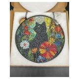 Cat Stained Glass Suncatcher Window, Hanging Sun C