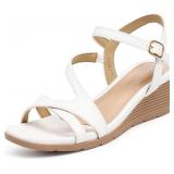SIZE 7.5~~ White~~ Wedge Sandals for Women Dressy