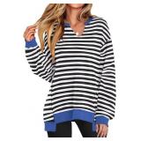 Size XL Womens Color Block Striped Oversized Sweat
