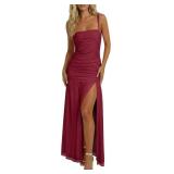 Wenrine Womens Summer Sleeveless Maxi Dress Mesh R