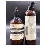 Aesop hand balm and Le Labo shampoo