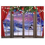 7X5FT Christmas Backdrop Xmas Window Photography B